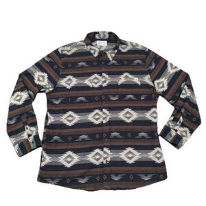 Hurley Flannel Shirt Men XXL Long Sleeve Button Up Black Gray Southwestern Aztec